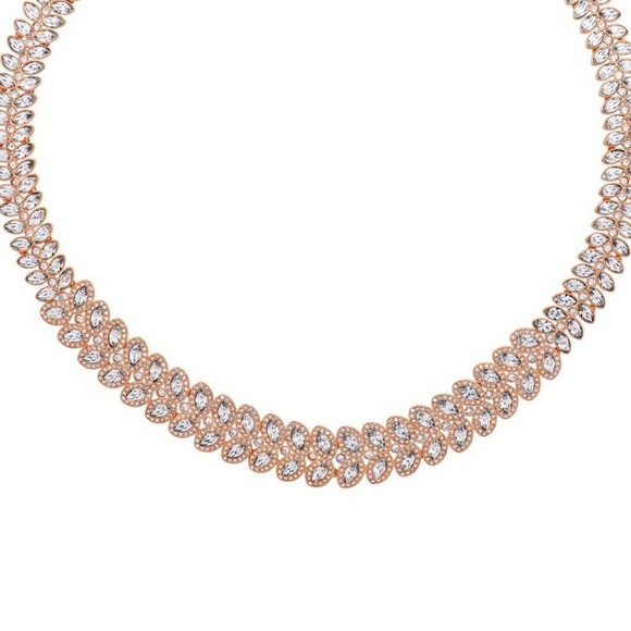 Swarovski Statement Necklace Diamonds with Gold Chain and Matching Earrings Set - Picture 5 of 16